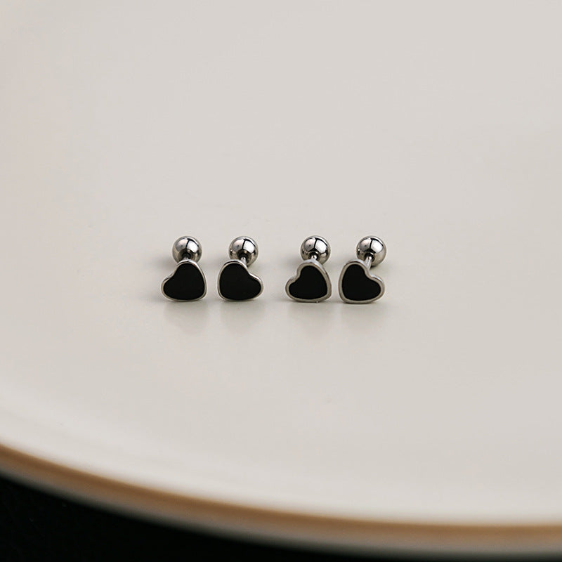 Wholesale Stainless Steel Cross Geometric Black Series Earrings